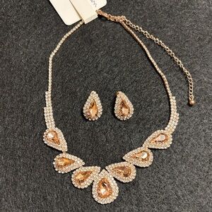 NWOT- Betsy Johnson soft pink rhinestone set